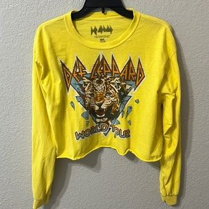 Bright Yellow Def Leppard Crop Long Sleeve T-Shirt (Size M/L)